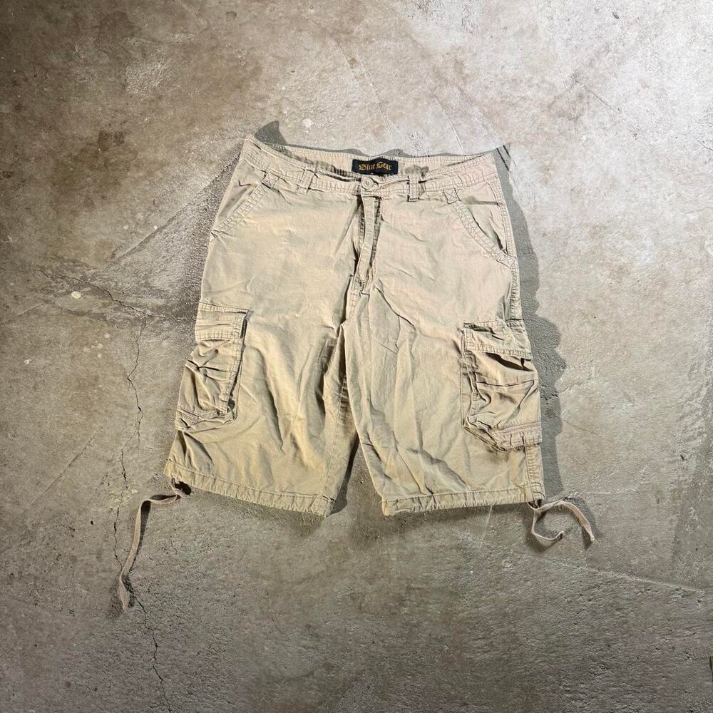 Y2K Blue Gear Tan Cotton Cargo Shorts